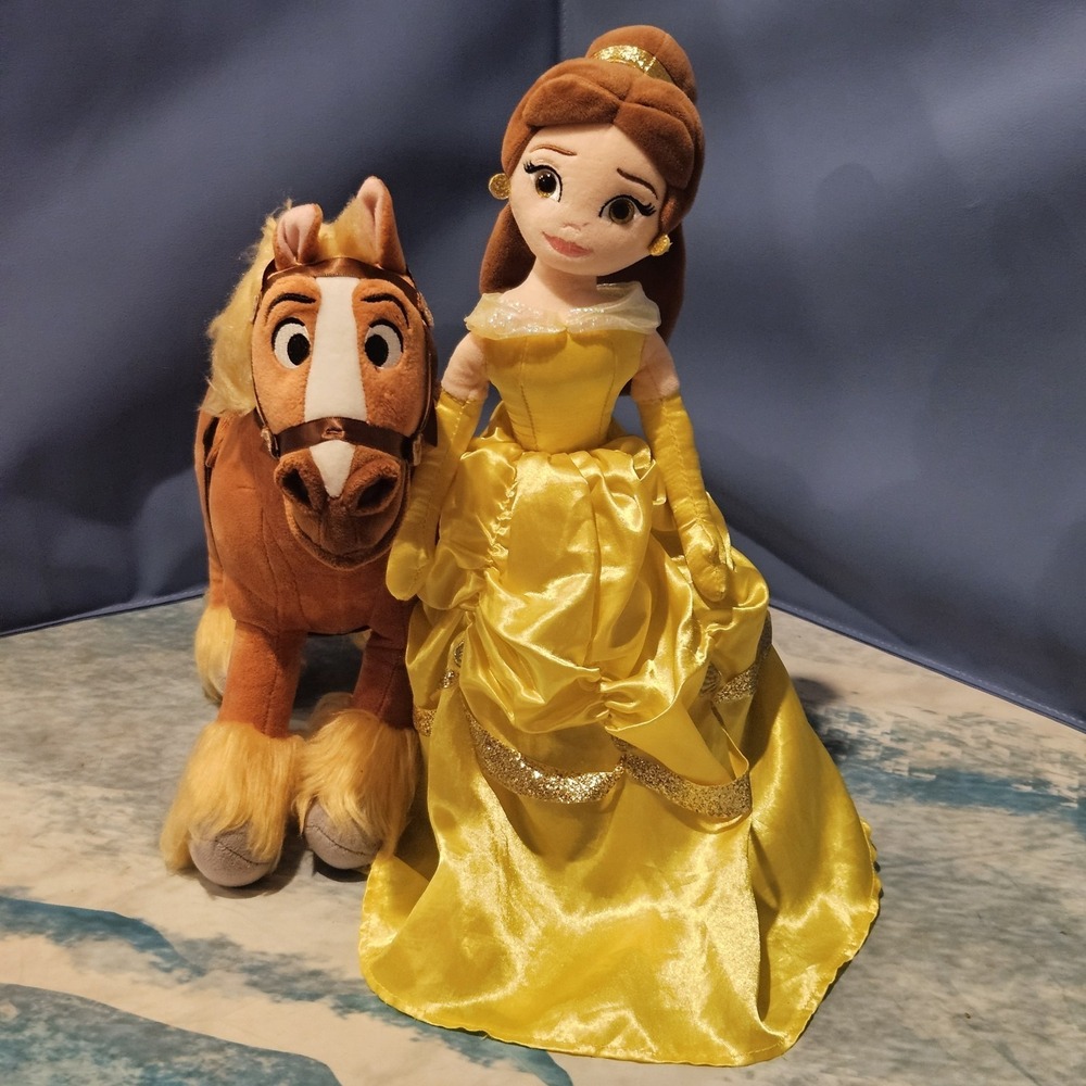 Disney Princess Belle TY‎ Sparkle Plush & Philippe Horse Plush Beauty Beast